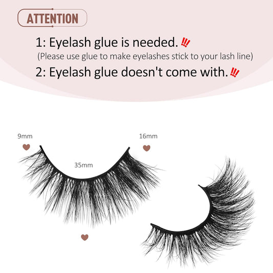 Onlyall Lashes Mink False Eyelashes Natural Wispy Lashes Soft Faux Mink Lashes Fluffy False Lashes 16MM A04