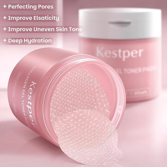 Collagen Gel Toner Pad for Face - Skin Firming,Improvin Elasticity,Pore Minimizer,Soothing Hydration, Gentle Exfoliating Face Pads,60 Pads