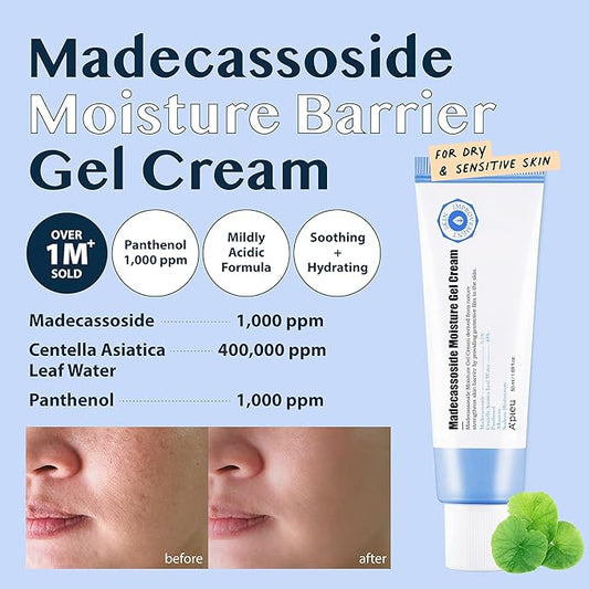 A'PIEU Madecassoside Moisture Gel Cream (1.69 Fl oz) - for Hydrating Dry and Sensitive Skin- Helps Soothe Damage and Maintain Optimal pH level- Centella Asiatica, Panthenol, Allantoin